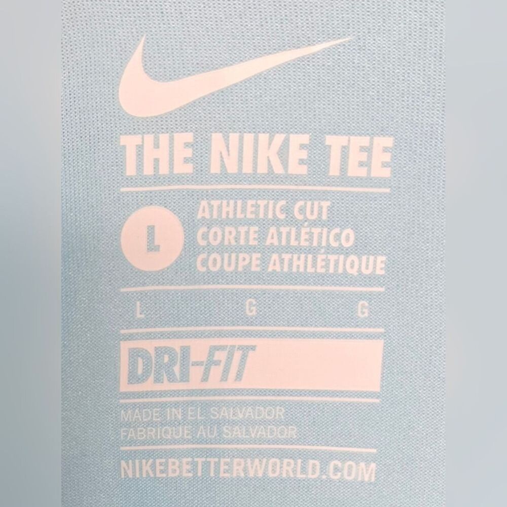 Women's Nike Tee Athletic Cut Dri-Fit V-Neck Aqua Turquoise Shirt. Size large. - Picture 4 of 7